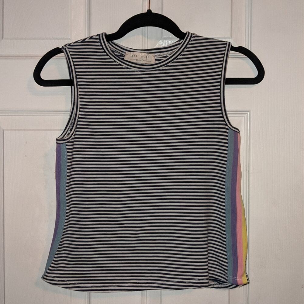 Level Eight Women's Black & White Striped Tank S